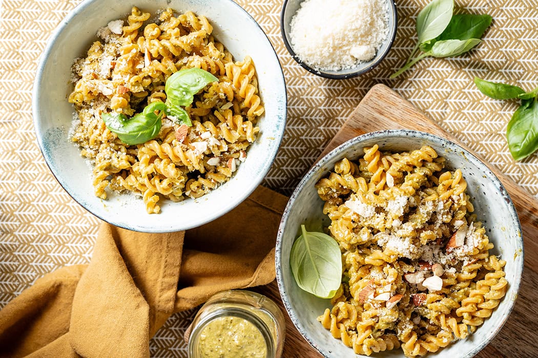 Glutenfreie Nudeln mit Mandel Basilikum Pesto02