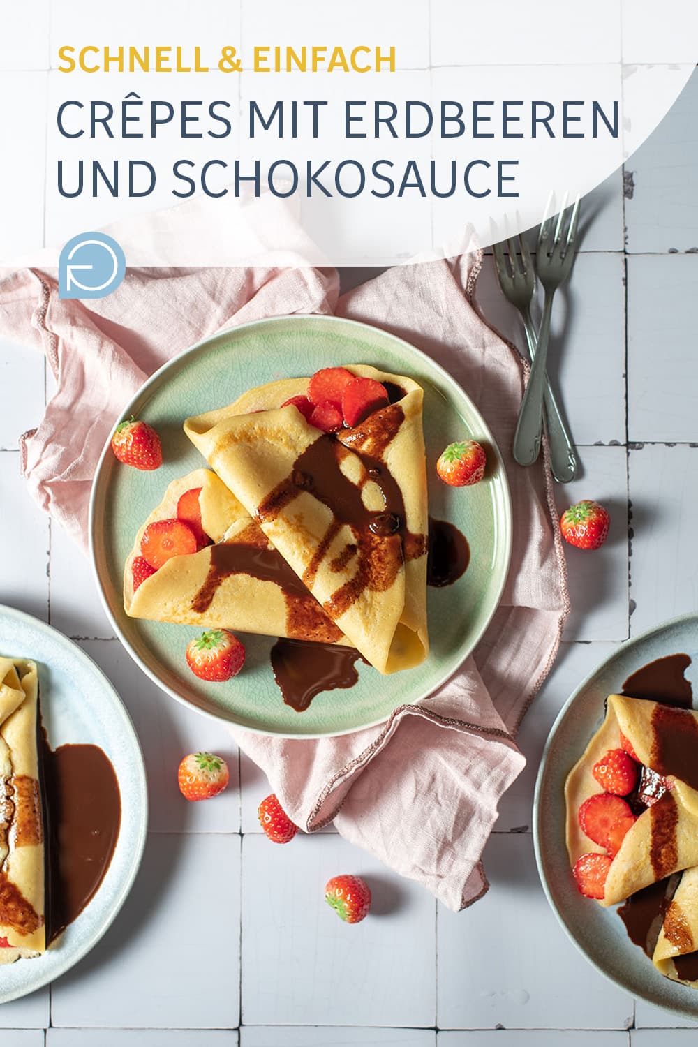 Rezept für Crêpes mit nur 4 Zutaten + Erdbeeren &amp; Schokosauce